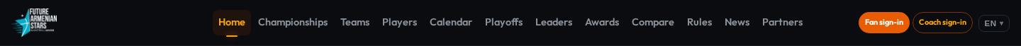 League header with Fan sign-in and Coach sign-in buttons