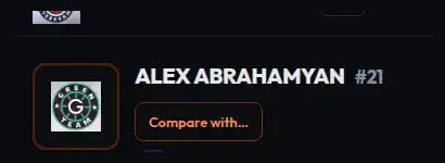 Player page header on a phone with a button reading Compare with…